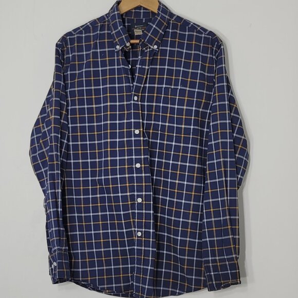 Member's Mark Men's Navy Blue Striped Full Sleeve Cotton Poplin Shirt Size Large - Picture 1 of 10